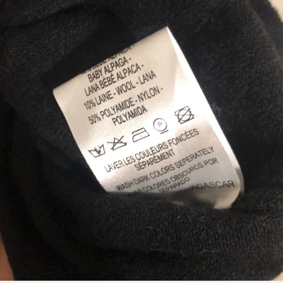 SANDRO S/M Alpaca Fringe Batwing Slouchy Black Sweater Knit EUC Sz 1 S/M - Picture 3 of 6